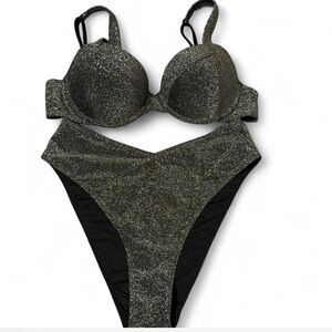 Glittering Black Bikini Set